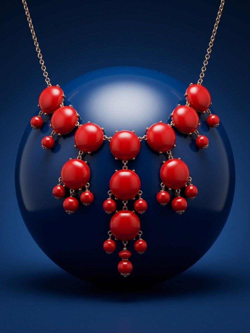 Rejuvenated Red Bubble Bib Chandelier Necklace 22–24 Inch Adjustable